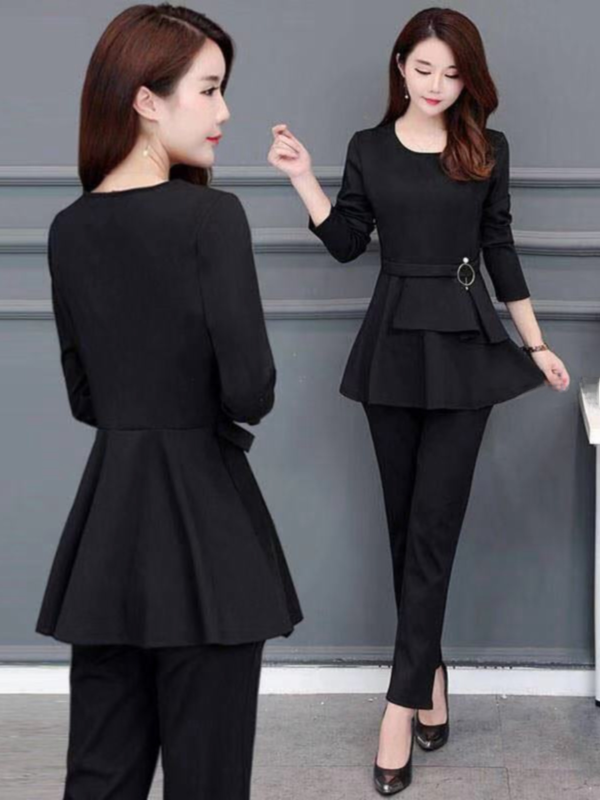 Women Fashion Over The Years - ชุดแฟชั่นฤดูใบไม้ร่วงไซส์ใหญ่ เสื้อและกางเกงลำลองทรงหลวม ชุดสองชิ้นปกปิดหน้าท้อง สำหรับผู้หญิงน้ำหนักมากกว่า 200 ปอนด์