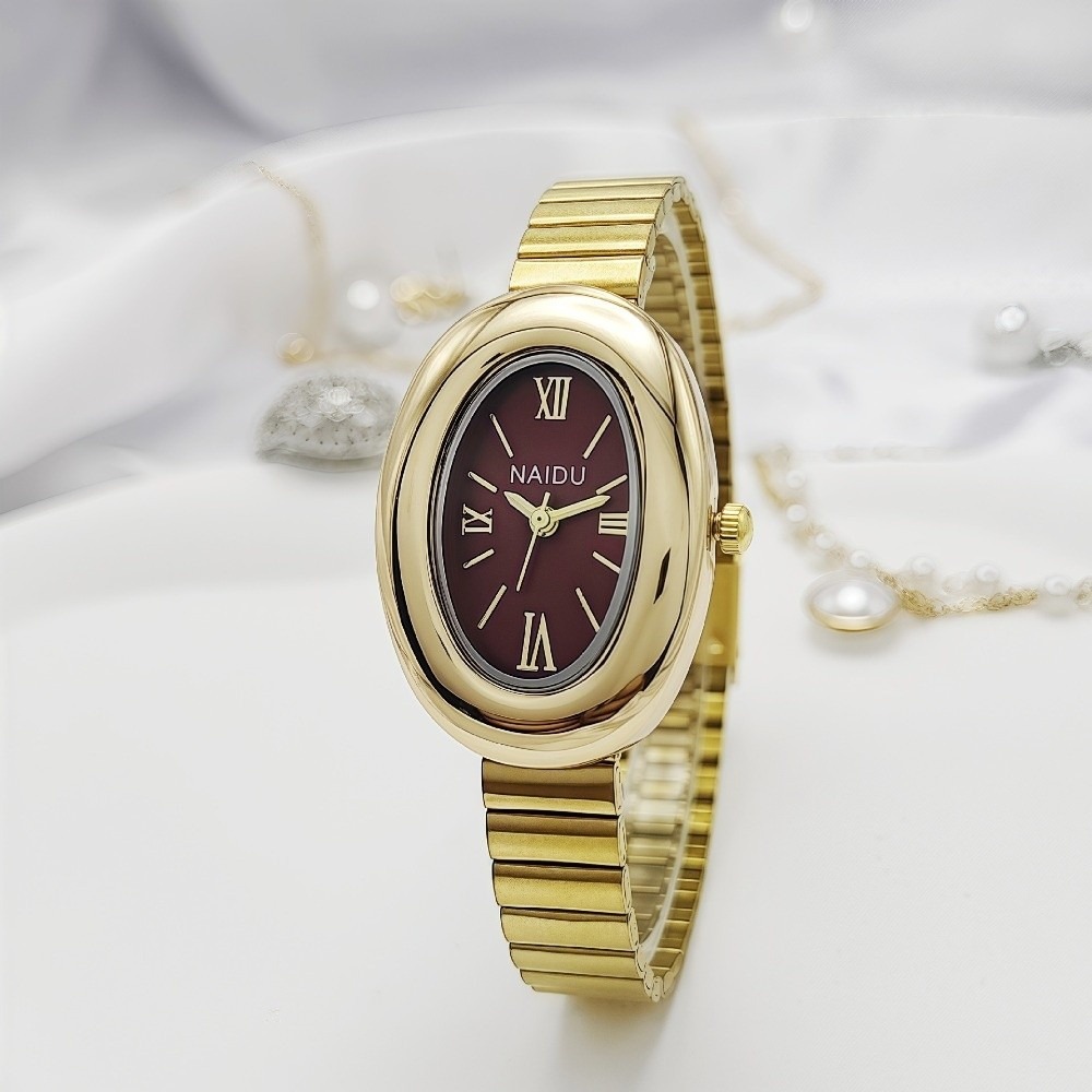 Fashion Women Watch - นาฬิกาผู้หญิงทรงวงรี นาฬิกาข้อมือควอตซ์สไตล์มินิมอลที่สวยงาม พร้อมสายสแตนเลส นาฬิกาสายรัดข้อมือสำหรับนักเรียนหญิง