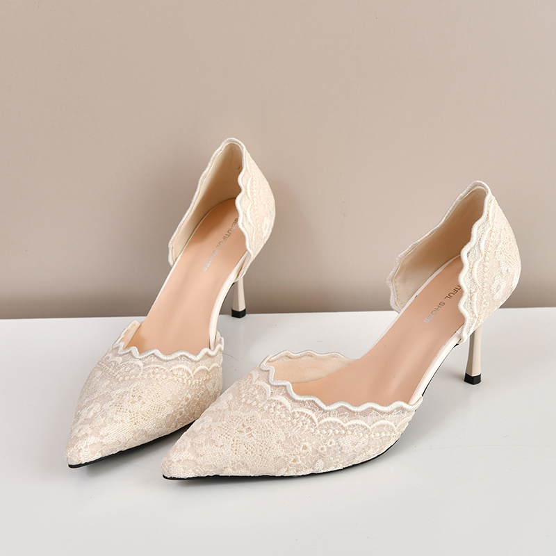 Women'S Fashion Footwear - รองเท้าส้นสูงหัวแหลมแบบลูกไม้สำหรับผู้หญิง รุ่นใหม่ปี 2026 สวยงาม สไตล์ฝรั่งเศส แบบโปร่ง