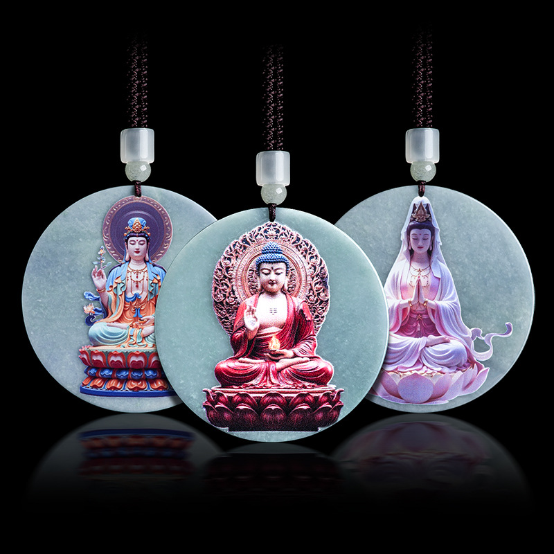 Women Fashion Designer - พม่า Jadeite Guanyin จี้สร้อยคออุปกรณ์เสริมแฟชั่นอัญมณีธรรมชาติ Designer หินหยกพม่าของขวัญสําหรับผู้หญิง