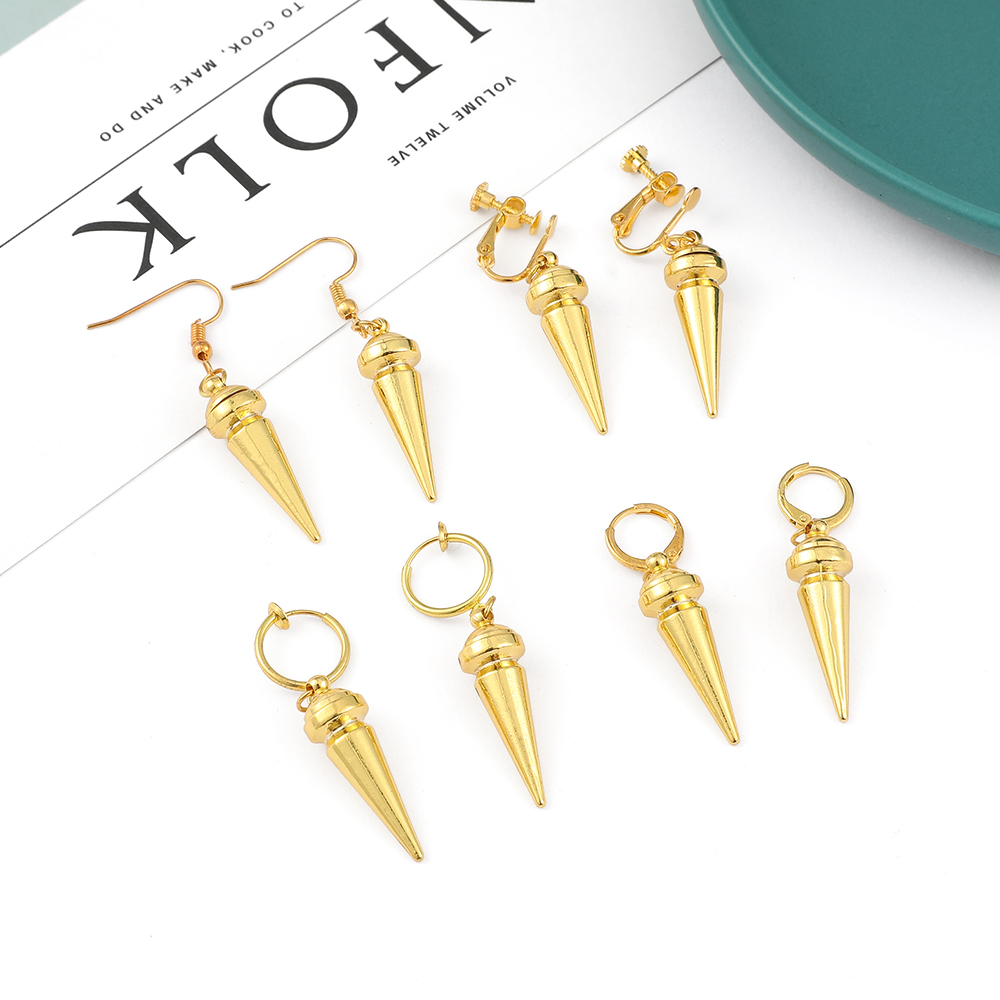 Women Fashion Jewellery - ต่างหูแฟชั่นสไตล์อนิเมะสีทอง ดีไซน์เรียบง่าย เหมาะสำหรับคอสเพลย์ เครื่องประดับสุดหรู โดดเด่นมีเอกลักษณ์ สำหรับผู้หญิง