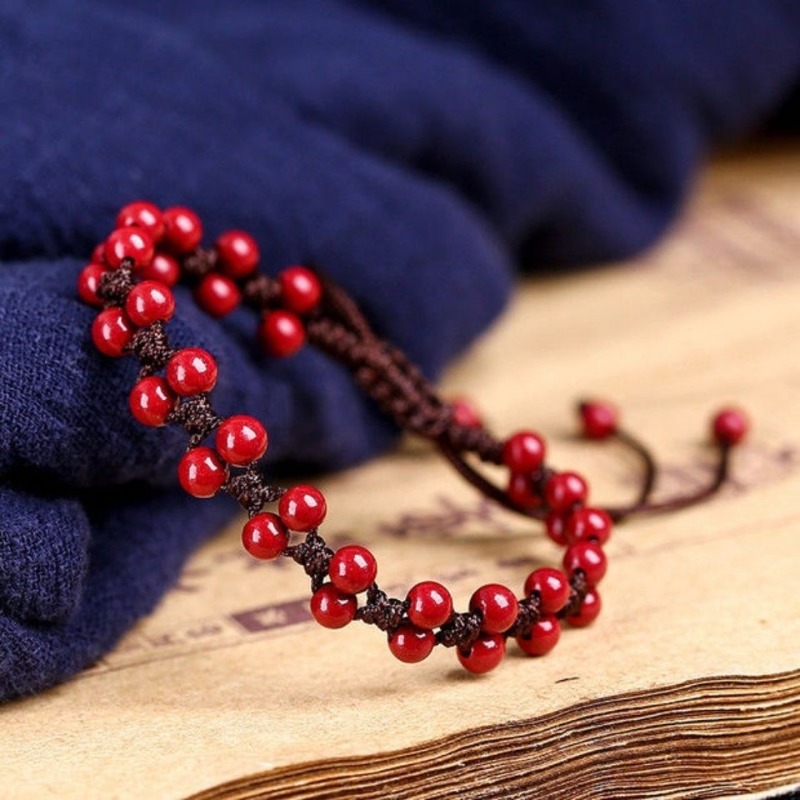 Women Fashion Jewellery - กำไลข้อมือลูกปัด6มม. สีแดงธรรมชาติตามสั่งเครื่องประดับสานมือหยกเครื่องประดับแฟชั่นผู้ชายผู้หญิงเครื่องรางนำโชคใหม่