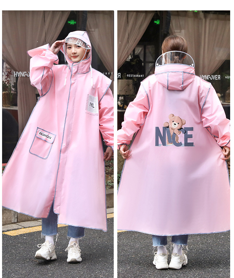 Women'S Fashion Raincoat - เสื้อกันฝนแฟชั่นสำหรับผู้ใหญ่ พร้อมถุงมือในตัว วัสดุ EVA สำหรับสุภาพสตรี เดินทางกลางแจ้ง