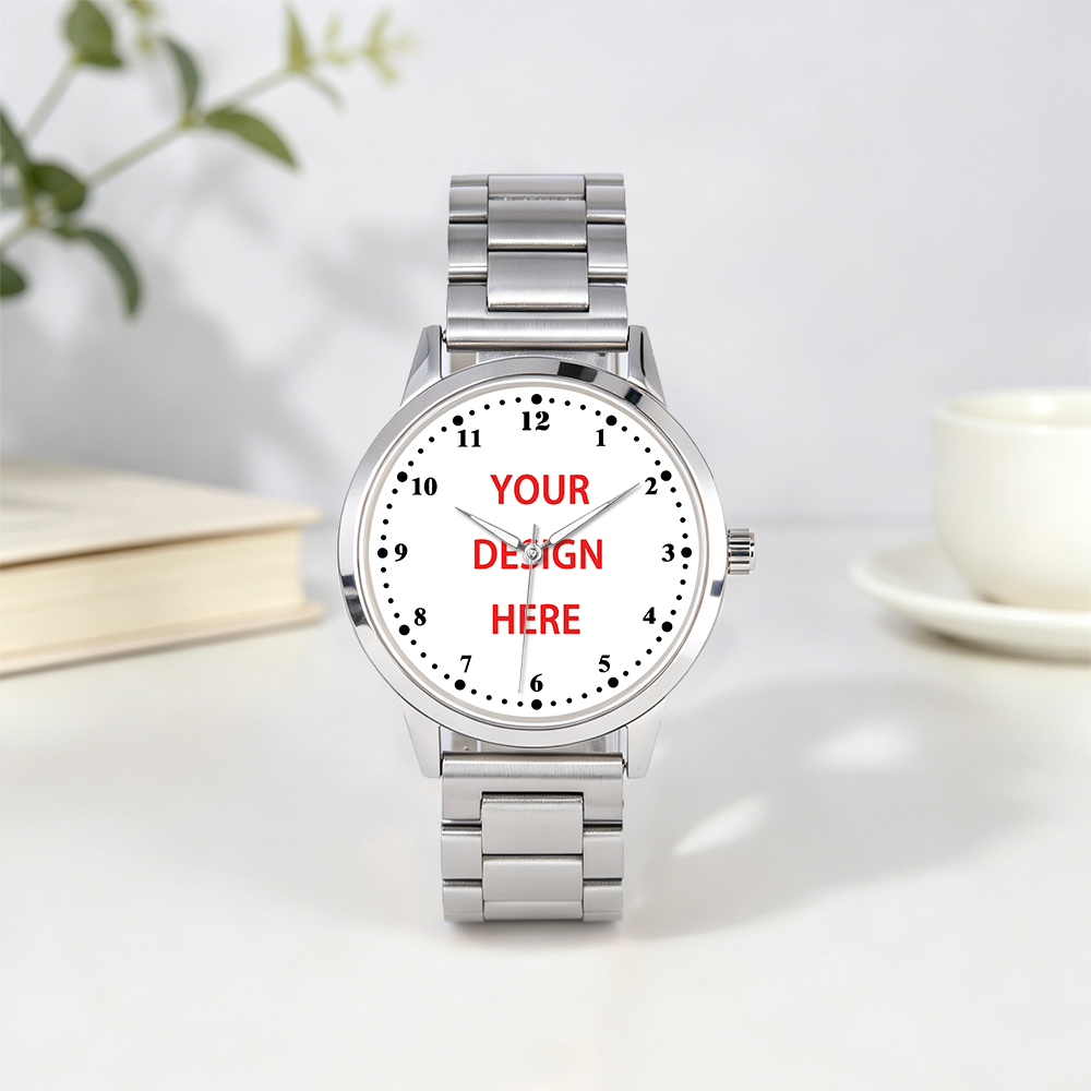 Fashion Women Watch - ตัวเรือนนาฬิกาสแตนเลสกันน้ำระดับ 3ATM หน้าปัดปรับแต่งได้ นาฬิกาควอตซ์สำหรับทุกเพศ - ของขวัญที่ระลึกสำหรับผู้ชายและผู้หญิง