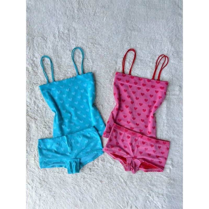 Knitted Vest Women - เสื้อกล้ามลำลองสวมใส่สบาย ชุดกางเกงขาสั้น น่ารัก สไตล์ฝรั่งเศส ลายหัวใจ คลื่น
