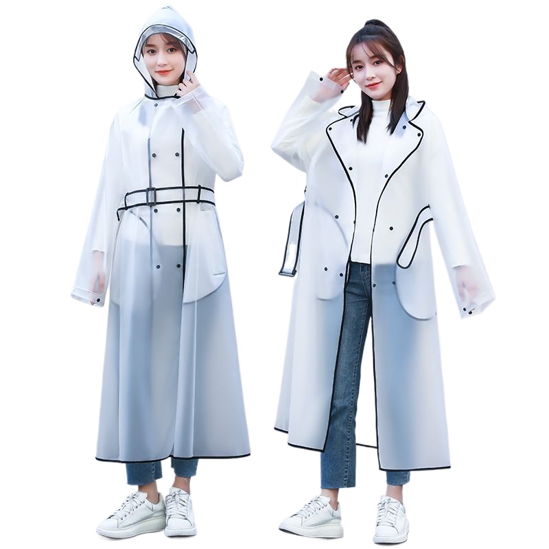 Women'S Fashion Raincoat - เสื้อกันฝนแบบโปร่งใสสำหรับคนเดียว พร้อมฮู้ดยาว เหมาะสำหรับกิจกรรมกลางแจ้ง เดินป่า นักเรียน ชุดกันฝนแบบเต็มตัวสำหรับผู้ชายและผู้หญิง