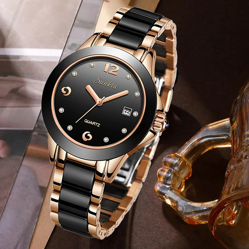 Fashion Women Watch - นาฬิกาข้อมือผู้หญิง LIGE Sunkta แฟชั่นหรูหรา สไตล์ลำลอง หรูหราด้วยเซรามิก