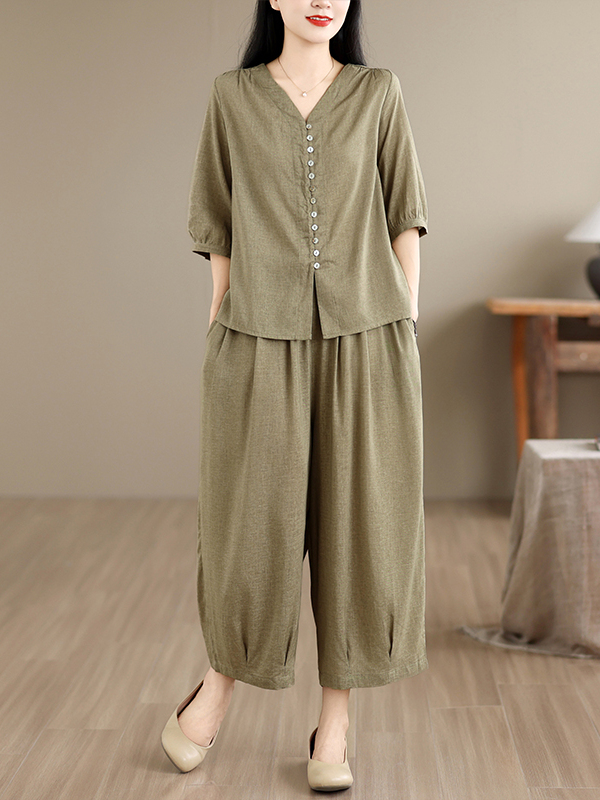 ชุดเซ็ตสองชิ้น เสื้อเชิ้ตผ้าลิ - Women Fashion Over The Years บทวิจารณ์และราคา