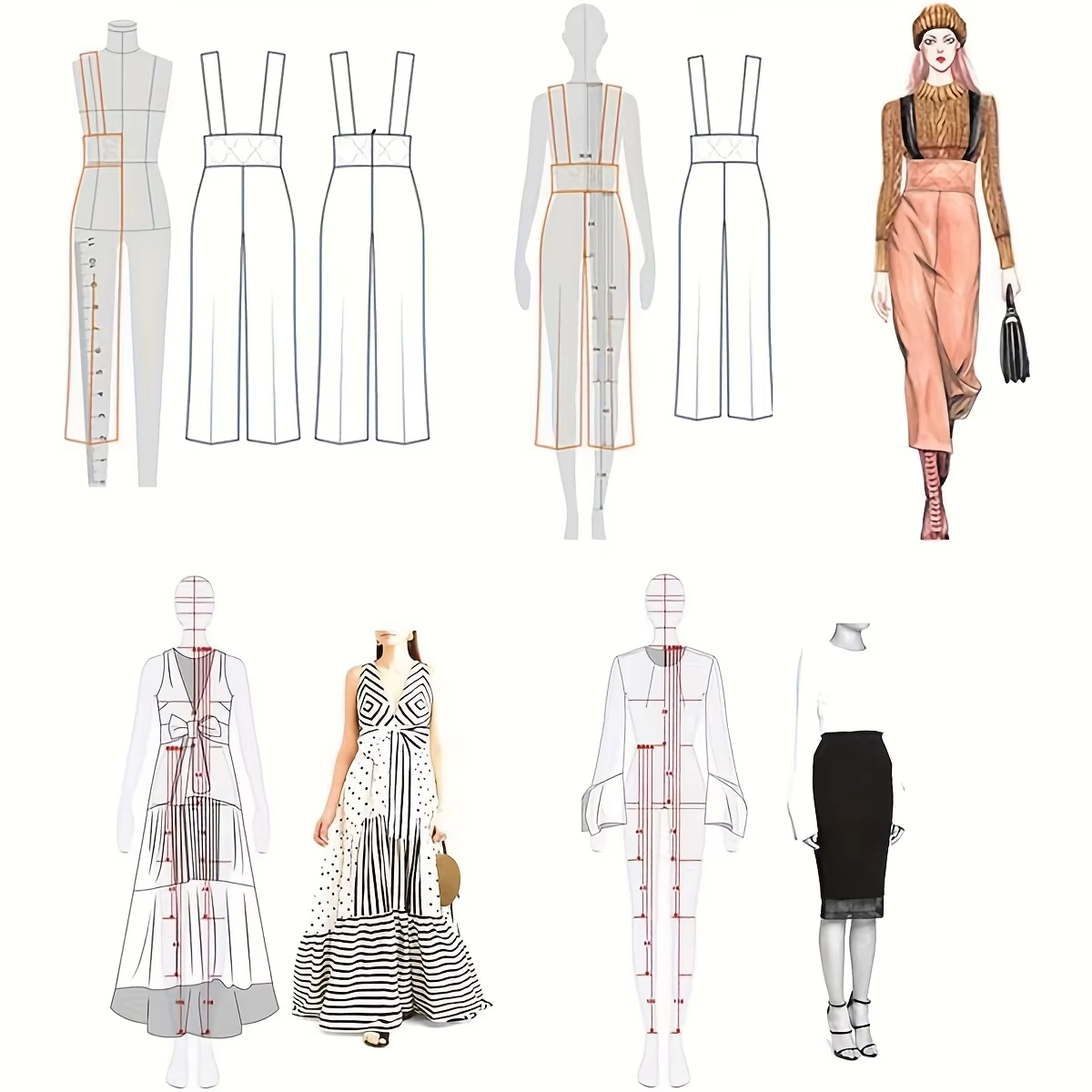 ชุดอุปกรณ์วาดภาพแฟชั่นสำหรับผู - Women Fashion Figure Template บทวิจารณ์และราคา