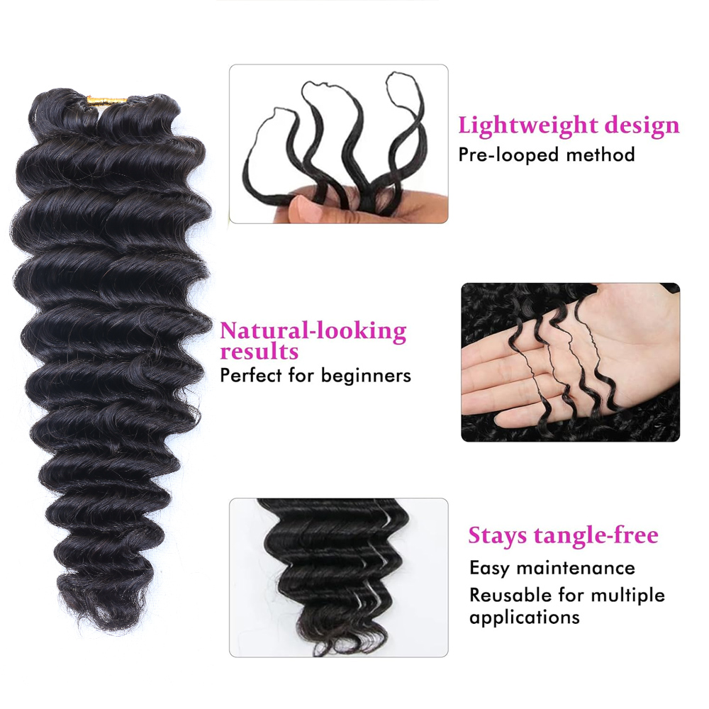 ผมแท้ถักโครเชต์ลอนลึกสีดำธรรมช - Women'S Fashion บทวิจารณ์และราคา