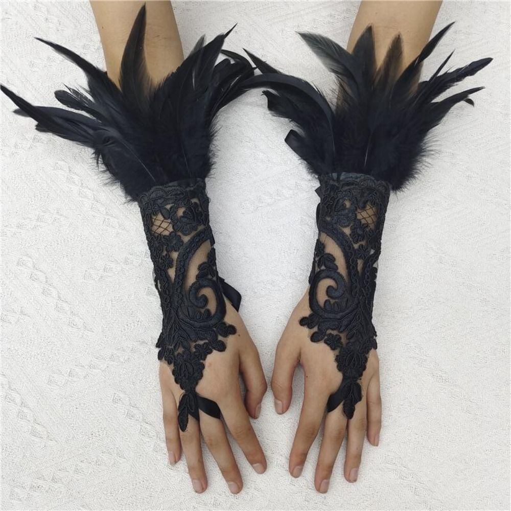 ถุงมือยาวลูกไม้ขนนกแฟชั่น 1 ชิ - Women Fashion Gloves บทวิจารณ์และราคา