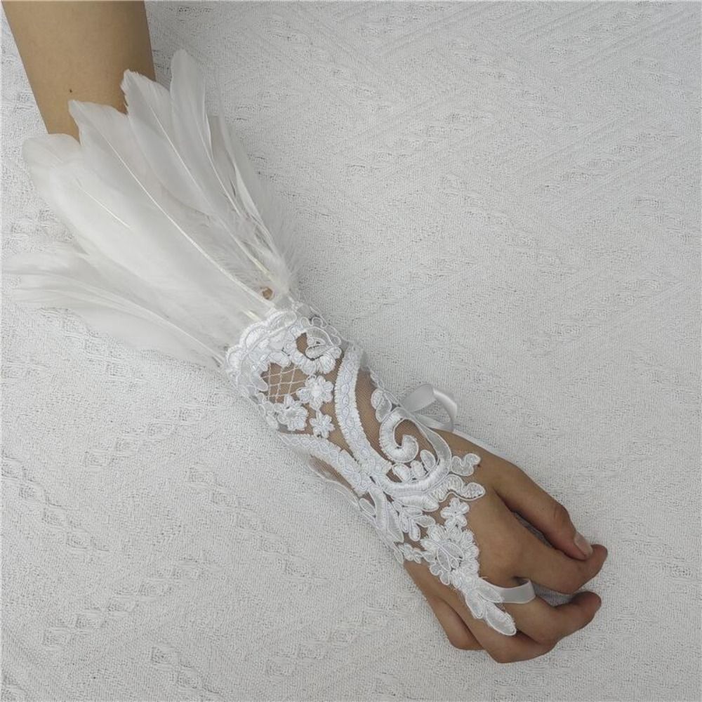 ถุงมือยาวลูกไม้ขนนกแฟชั่น 1 ชิ - Women Fashion Gloves บทวิจารณ์และราคา