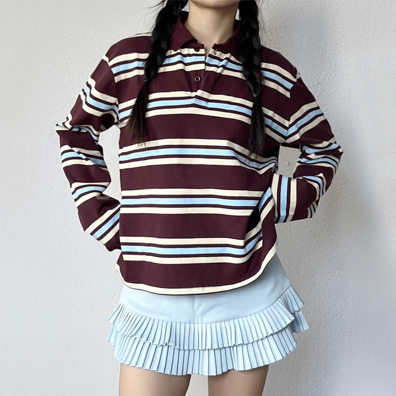 เสื้อโปโลรักบี้ลายทางผู้หญิง แ - Women'S Fashion Rugby Shirt บทวิจารณ์และราคา