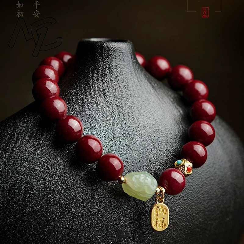 กำไลข้อมือซินนาบาร์สีแดงธรรมชา - Women Fashion Jewellery บทวิจารณ์และราคา