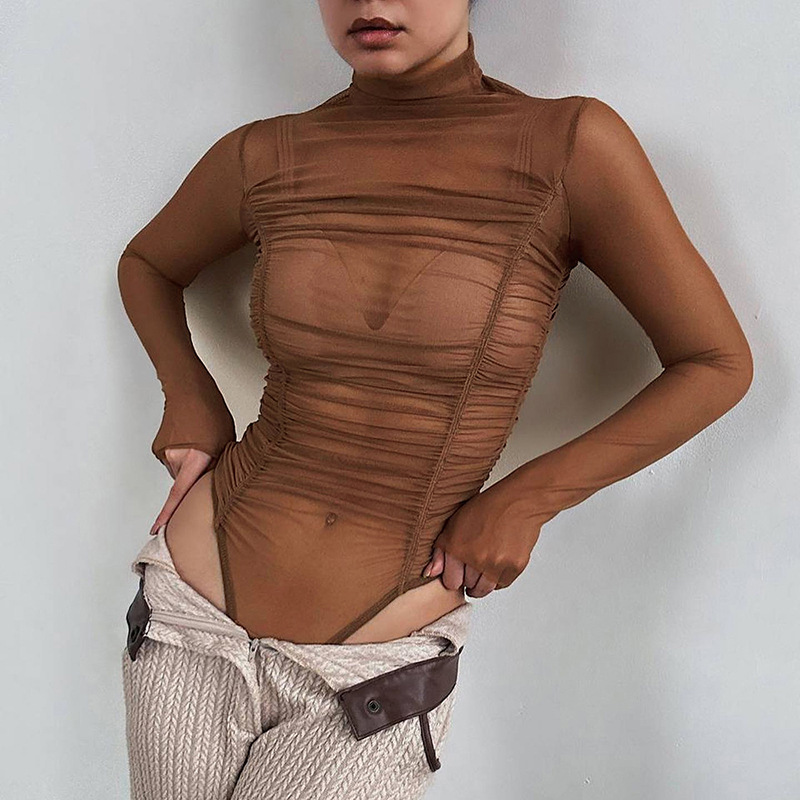 ฤดูใบไม้ร่วง 2023 แขนยาวตาข่าย - Turtleneck Bodysuit บทวิจารณ์และราคา