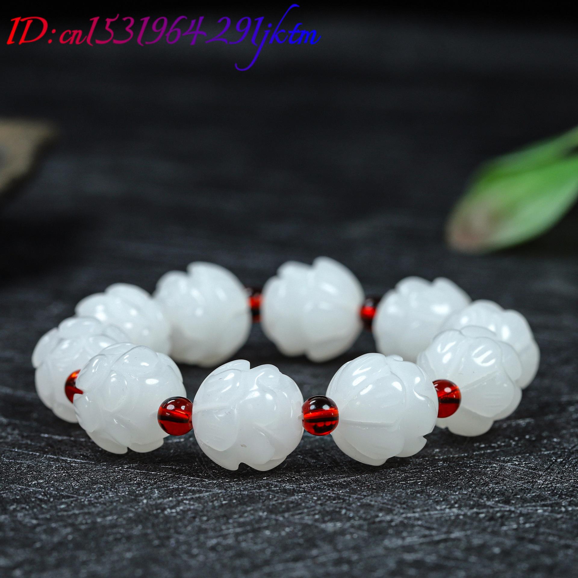 หยกขาวแท้ สร้อยข้อมือลายดอกบัว - Women Fashion Designer บทวิจารณ์และราคา