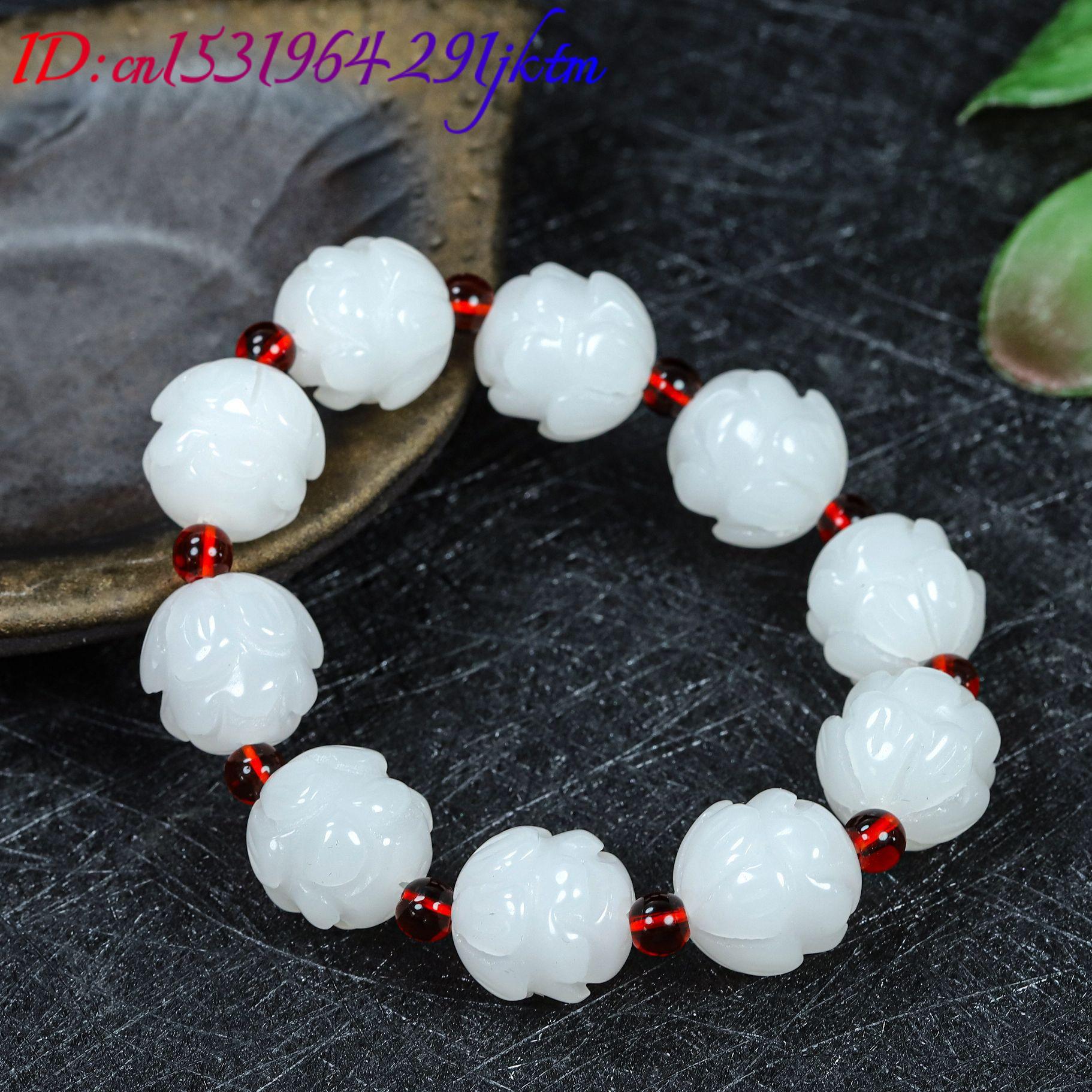หยกขาวแท้ สร้อยข้อมือลายดอกบัว - Women Fashion Designer บทวิจารณ์และราคา