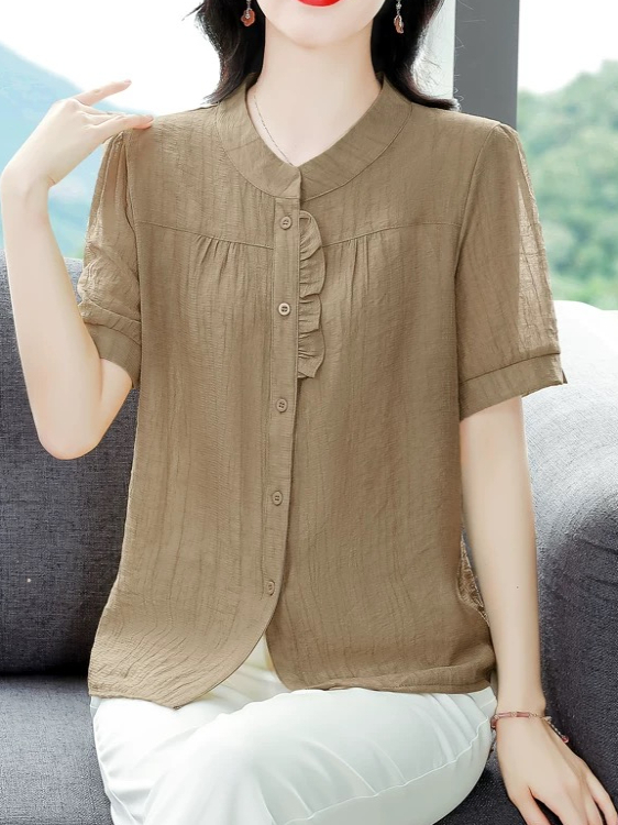 เสื้อเชิ้ตแขนสั้นผ้าลินินผสมคอ - Women Fashion Over The Years บทวิจารณ์และราคา