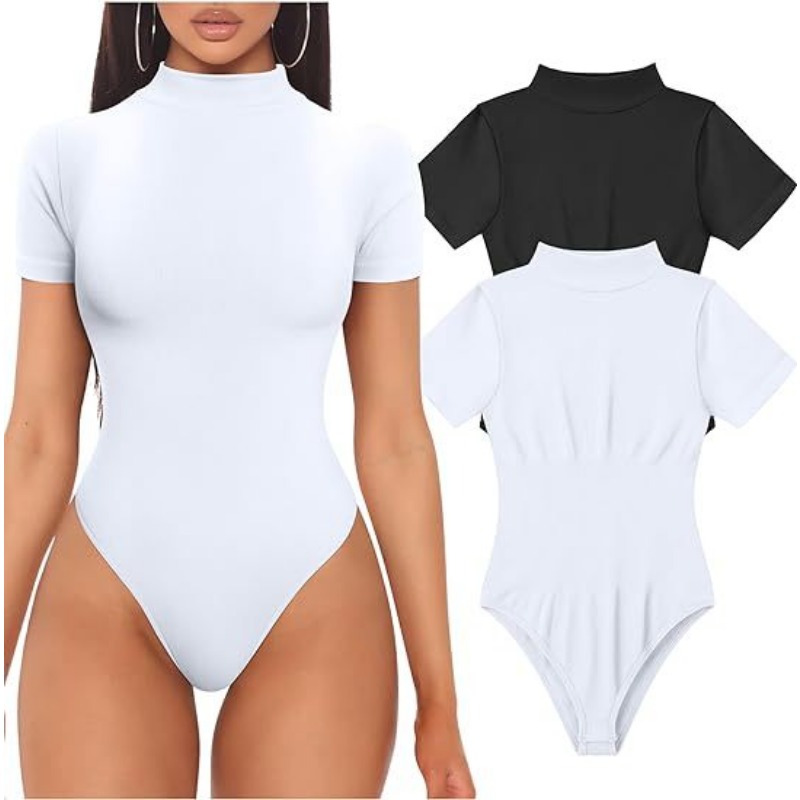 แขนสั้นคอเต่าบอดี้สูทผู้หญิงเส - Turtleneck Bodysuit บทวิจารณ์และราคา