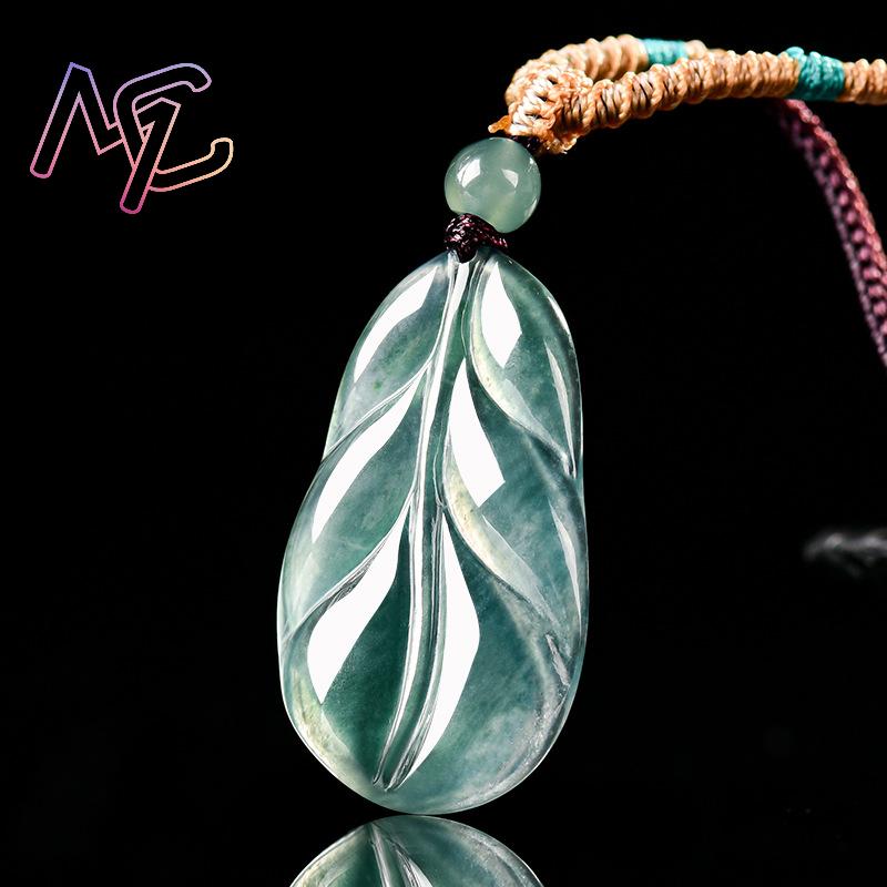 จี้หยกพม่ารูปใบไม้ ของขวัญสำหร - Women Fashion Designer บทวิจารณ์และราคา
