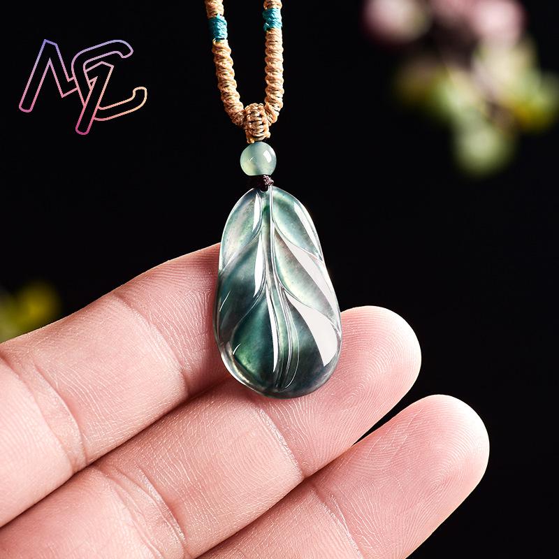 จี้หยกพม่ารูปใบไม้ ของขวัญสำหร - Women Fashion Designer บทวิจารณ์และราคา