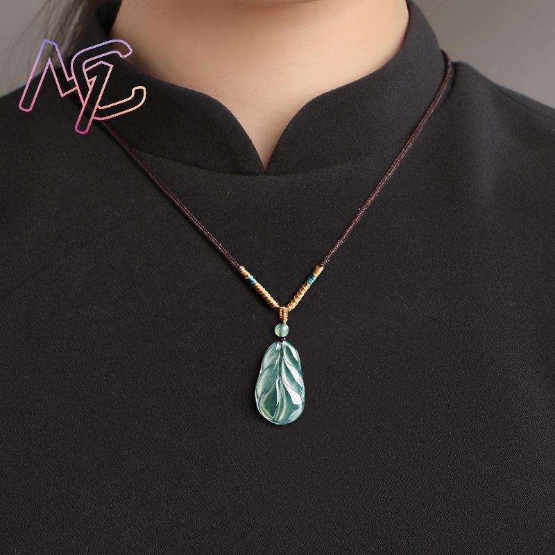 จี้หยกพม่ารูปใบไม้ ของขวัญสำหร - Women Fashion Designer บทวิจารณ์และราคา