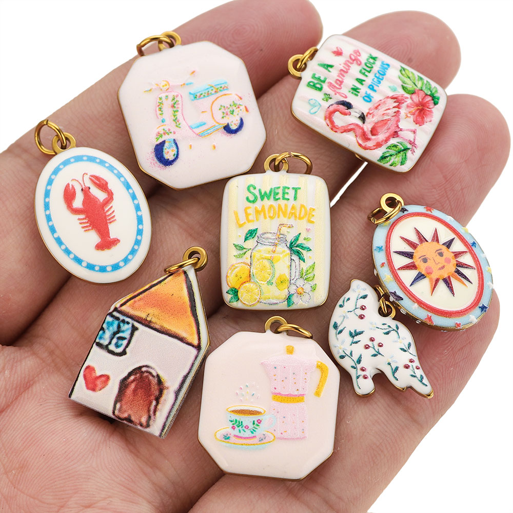 จี้สแตนเลสเคลือบสองด้าน 2 ชิ้น - Women Fashion Jewellery บทวิจารณ์และราคา
