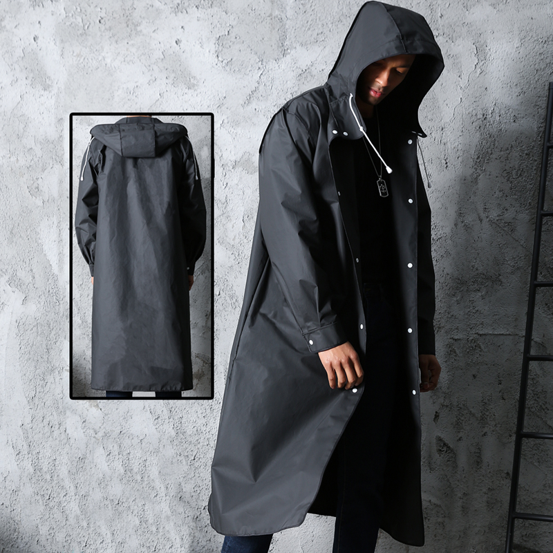 สีดําแฟชั่นผู้ใหญ่กันน้ํายาวเส - Women'S Fashion Raincoat บทวิจารณ์และราคา