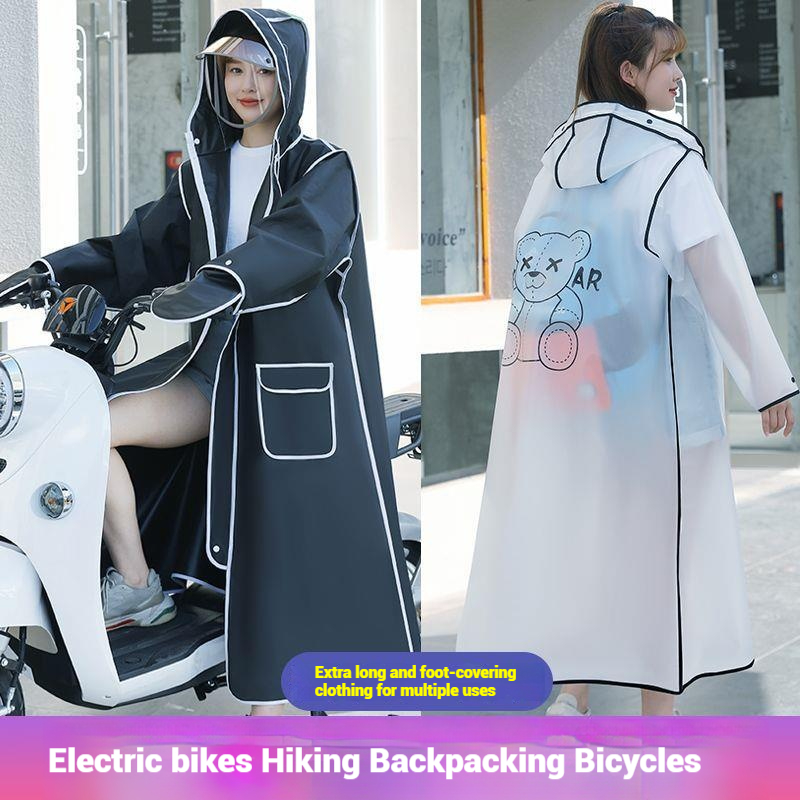 สีดําแฟชั่นผู้ใหญ่กันน้ํายาวเส - Women'S Fashion Raincoat บทวิจารณ์และราคา
